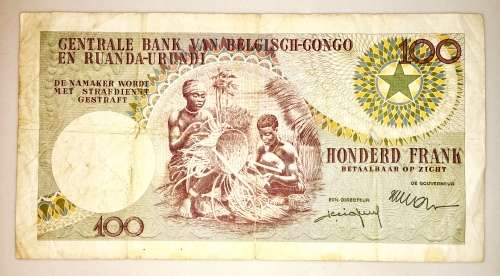 BELGIUM CONGO 100 FRANCS 1957-03-01 (RUANDA URUNDI)