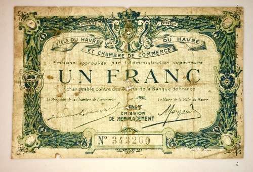 FRANCE 1 FRANC VILLE DU HARVE CHAMBER OF COMMERCE