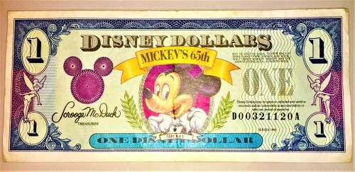 DISNEY 1 DOLLAR 65TH BIRTHDAY 1993