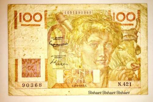 FRANCE 100 FRANCS 1952-2-7 N.421