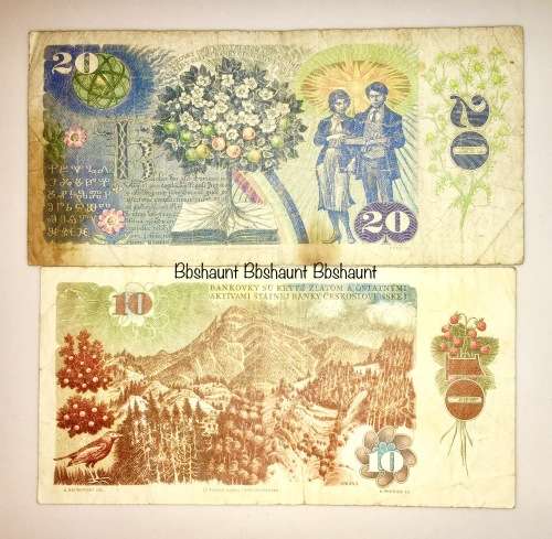 CZECHOSLOVAKIA X2,,,,20 KORUN 1988 & 10 KORUN 1986