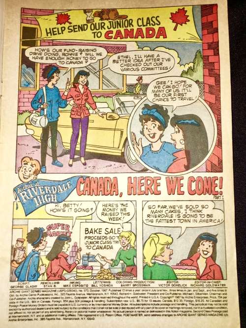 ARCHIE RIVERDALE N0 573  1987(ARCHIE GIANT SERIES)VF