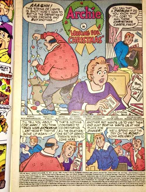 ARCHIE CHRISTMAS STOCKING NO 605 1990 (ARCHIE GIANT SERIES)VF