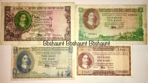 MH DE KOCK COMPLETE SET OF 1961; R20 , R10 , R2 & R1 (1 BID TAKES ALL)