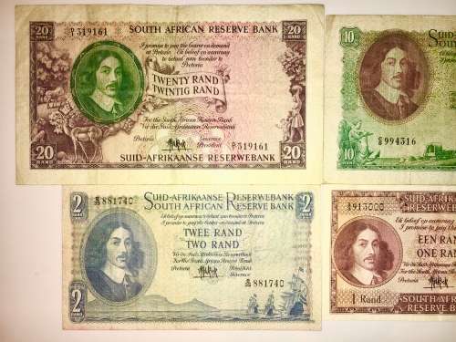 MH DE KOCK COMPLETE SET OF 1961; R20 , R10 , R2 & R1 (1 BID TAKES ALL)