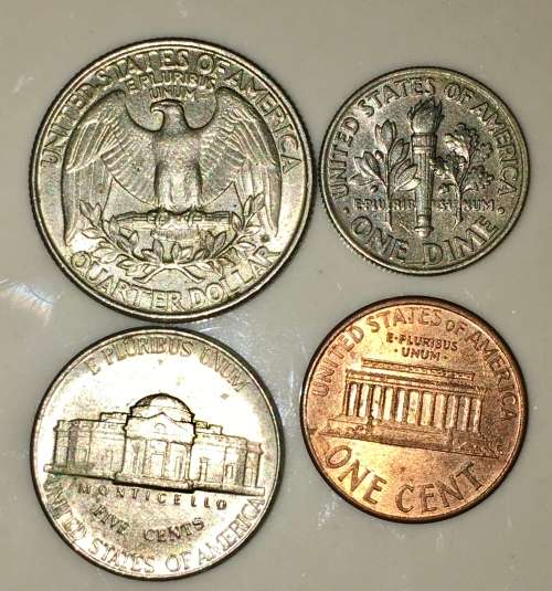 U.S.A X4,,,,25 CENT, 1 DIME, 5 CENT, 1 CENT  1993