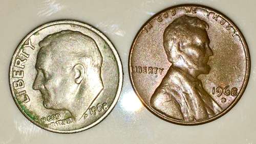 U.S.A   ,,,,,1 DIME and 1 CENT  1968
