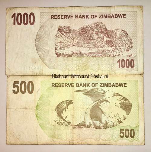 ZIMBABWE  X2 ,,,,$1000 DOLLARS & $500 DOLLARS  2007