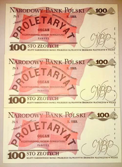 POLAND 100 ZLOTYCH X3  IN SEQUENCE SW1478870-872 1988 UNC GEM