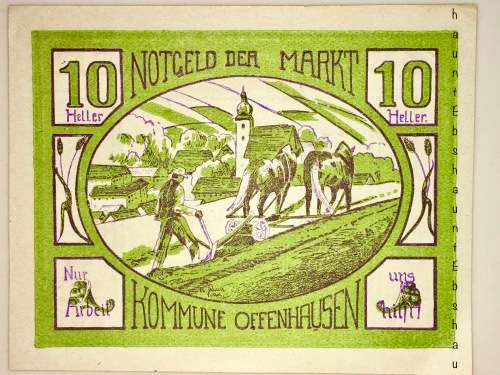 AUSTRIA  10 HELLER  OFFENHAUSEN 1921 UNC  NOTGELD (EMERGENCY MONEY)