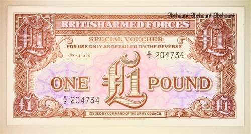 BRITISH ARMY 1 POUND 1956 CRISP NOTE UNC MILITARY NOTE