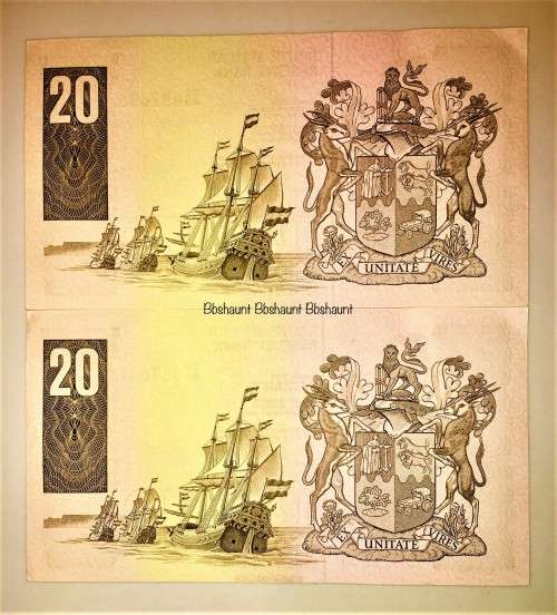 R20 X2 IN SEQUENCE D660-627657-658 2ND ISSUE 1980'S DE KOCK AUNC ( 1 BID TAKES ALL)