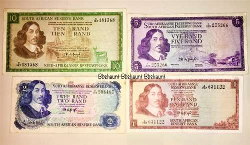 COMPLETE SET OF TW DE JONG & DECIMALS R10 -R1 HIGH GRADE 1966-1973 ( 1 BID TAKES ALL)