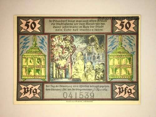 GERMANY ,,50 PFENNIG  OLDENDORF  UNC CRISP NOTE NOTGELD (EMERGENCY MONEY)