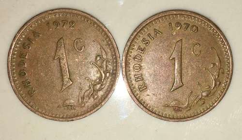 RHODESIA X2,,,,1 CENT 1970 & 1972
