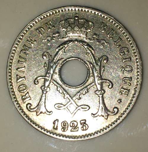 BELGIUM 10 CES  1923 W HIGH GRADE COIN