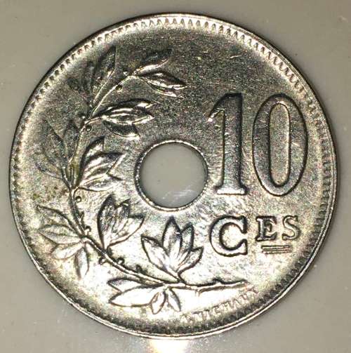 BELGIUM 10 CES  1923 W HIGH GRADE COIN