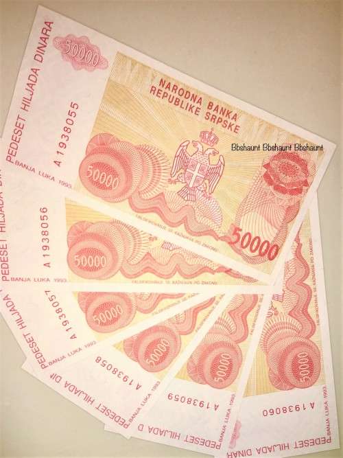 BOSNIA 50000 DINARA  IN SEQUENCE A1938060-055,,,1993 UNC CRISP NOTES(BID PER NOTE)