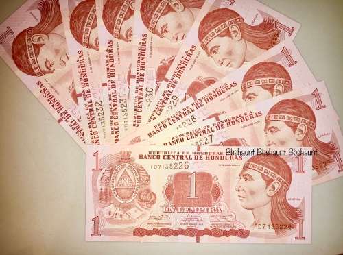 HONDURAS 1 LEMPIRA IN SEQUENCE FD7135226-233,,,2014 CRISP UNC(BID PER NOTE)