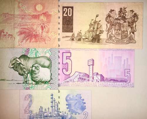 COMPLETE SET OF DE KOCK & DECIMALS  R50 TO R2 1980s HIGH GRADE NOTES [1 BID TAKES ALL]