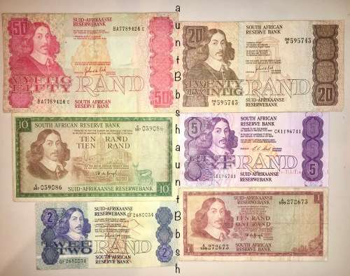 SET OF DECIMALS & VARIOUS GOV R50 TO R1,,,1967-1990s ( 1 BID TAKES ALL)