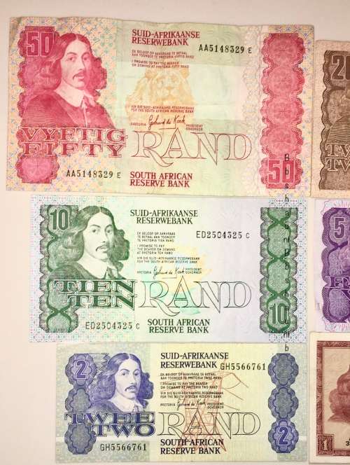 COMPLETE SET OF G DE KOCK & DECIMALS R50-(R1 DE JONG 1973)-1980s HIGH GRADE NOTES ( 1 BID TAKES ALL)