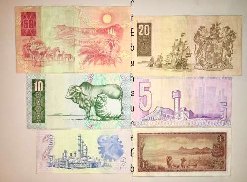 COMPLETE SET OF G DE KOCK & DECIMALS R50-(R1 DE JONG 1973)-1980s HIGH GRADE NOTES ( 1 BID TAKES ALL)