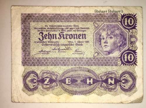 AUSTRIA  ,,,10 KRONEN 1922 FIRST ISSUE