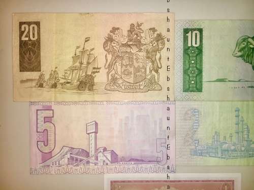 COMPLETE SET OF TW DE JONG, R20 , R10 , R5, R2 FOURTH ISSUE & R1 3RD -1975-9 VAN RIEBEECK WATERMARK