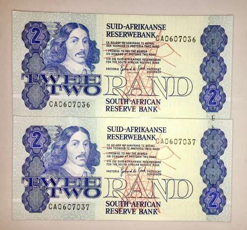 R2 X2,,,DE KOCK  IN SEQUENCE CA0607037-036 UNC-AUNC  ( 1 BID TAKES ALL)