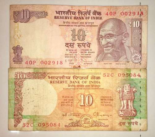 INDIA VARIOUS 10 RUPEES 1997 & 2008