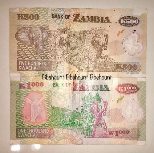 ZAMBIA SET 1000 KWACHA & 500 KWACHA 2011