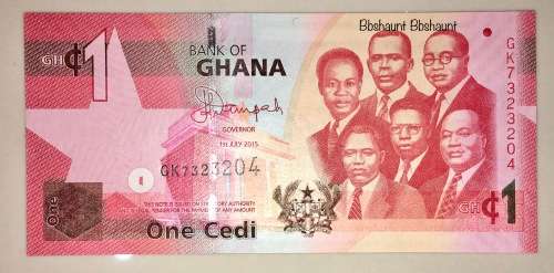 GHANA 1 CEDI 2015 UNC GEM