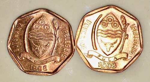 BOTSWANA 5 THEBE 1998 (BID PER COIN)