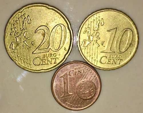 EURO SET  X3,,,,,20 CENT F, 10 CENT F, and 1 CENT D, GERMANY 2002