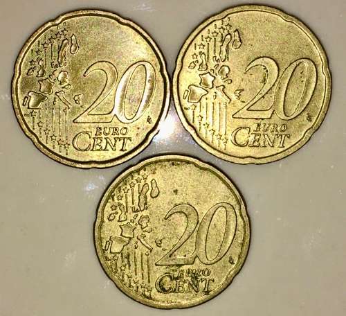 EURO SET  X3,,,,,20 CENT AUSTRIA 2002, NEDERLANDS 2000 , FINLAND 1999(1 BID TAKES ALL)