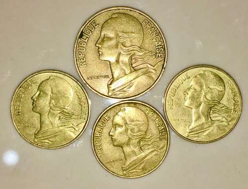 FRANCE,,,,,,20 CENTIMES 1963, 10 CENTIMES 1965, 1977, 1981 (1 BID TAKES ALL)