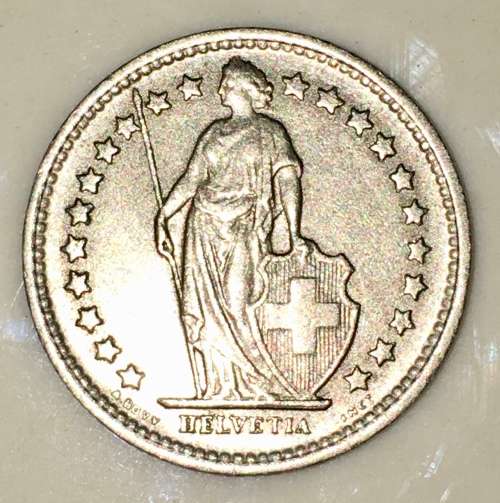 SWITZERLAND,,, 1/2 FRANC HELVETIA 1969