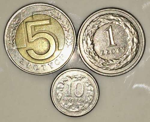 POLAND SET,,,,5 ZŁOTYCH 1994, 1 ZŁOTYCH 1992 10 GROSZY,2008   (1 BID TAKES ALL)