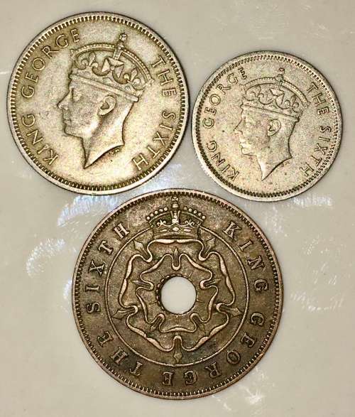 RHODESIA SET X3,,,,1 SHILLING , 6 PENCE & 1 PENNY 1950