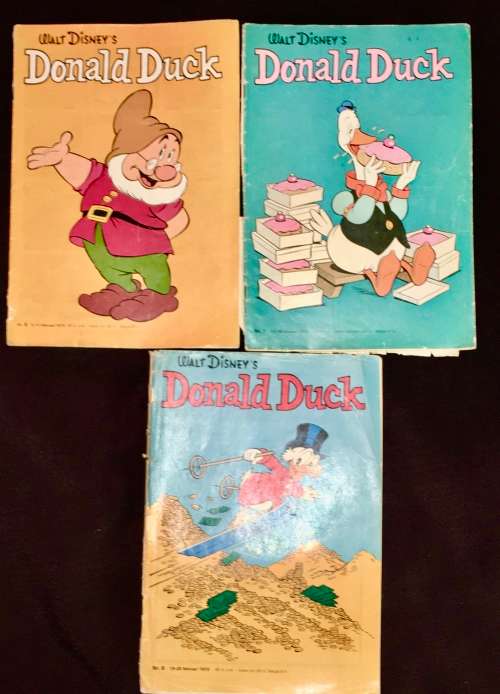 DONALD DUCK X3,, NO.6, NO.7, NO.8,,,1972 WITH CENTERFOLLED .. (WALT DISNEY)DUTCH COMICS AMSTERDAM