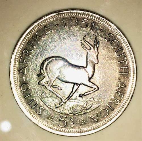 SOUTH AFRICA 5 SHILLINGS 1951 GOOD CONDITION SILVER