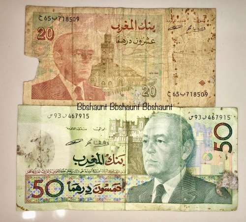 MOROCCO 50 DIRHAMS 1987 & 20 DIRHAMS 1996