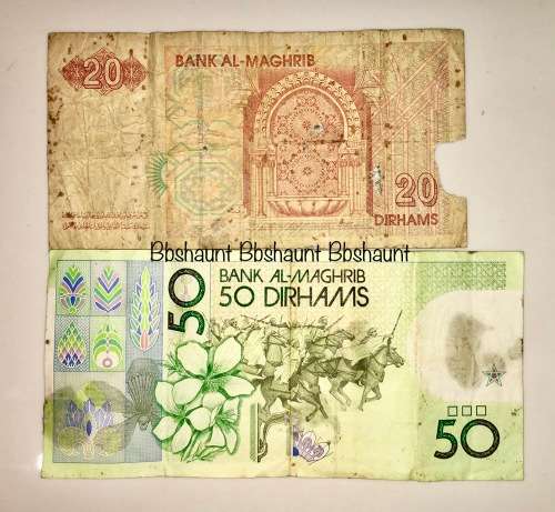 MOROCCO 50 DIRHAMS 1987 & 20 DIRHAMS 1996