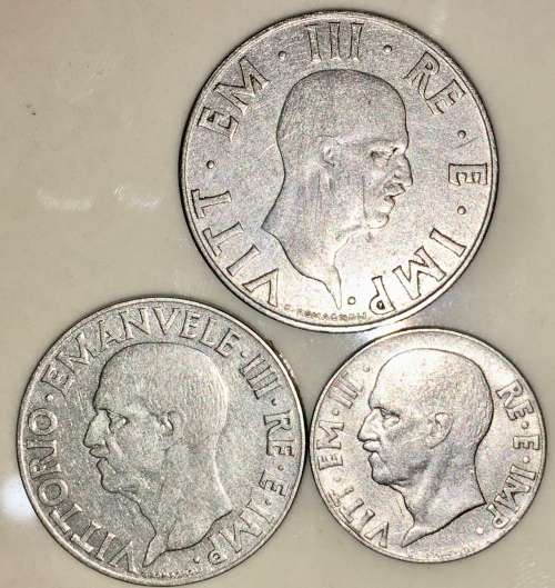 ITALY SET X3 ,,,,2 LIRE & 1 LIRE & 20 CENT 1940 WWII