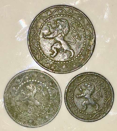 BELGIUM SET X3,,, 25 CENT , 10 CENT & 5 CENT 1916