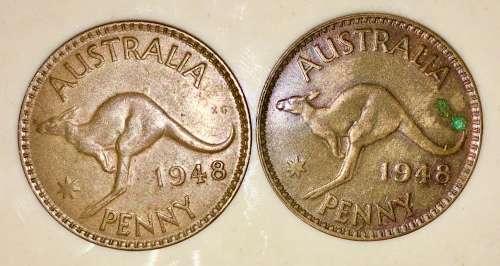 AUSTRALIA  X2,,,,1 PENNY 1948