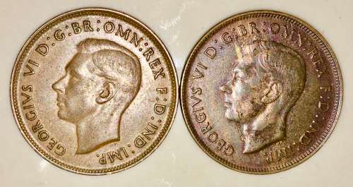 AUSTRALIA  X2,,,,1 PENNY 1948