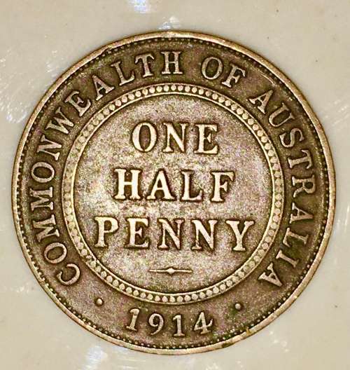 AUSTRALIA,,,1/2  PENNY 1914