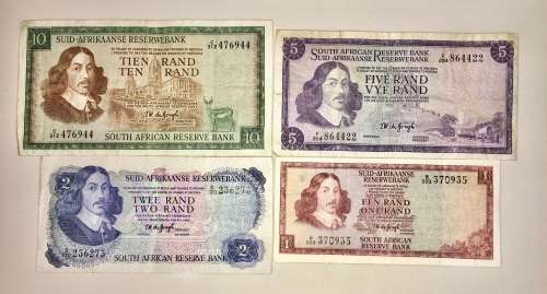 COMPLETE SET OF TW DE JONG & DECIMALS R10 -R1 ,,,1967-1975 ( 1 BID TAKES ALL)